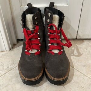 Gray suede winter boots